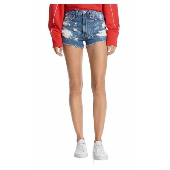 Rag & Bone Women's Sz 26 Justine Brokenland Distressed Denim Shorts REVOLVE - Picture 1 of 8